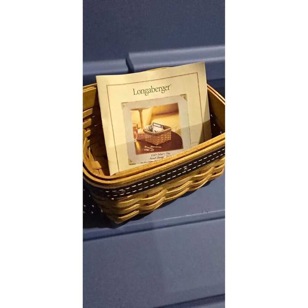 Longaberger 2003 Father’s Day Pocket Change Basket Handmade 5 1/4x4 3/8x3